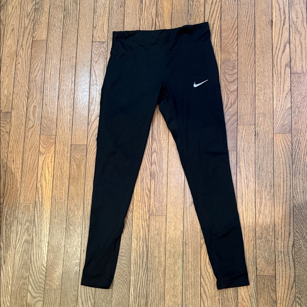 Nike Black Leggings with White Swoosh Logo
